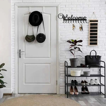 Key Holder Wall Mounted Key Hooks For Wall Decorative With 10 Hooks Black Metal Key Organizer Rack Hanger For Entryway