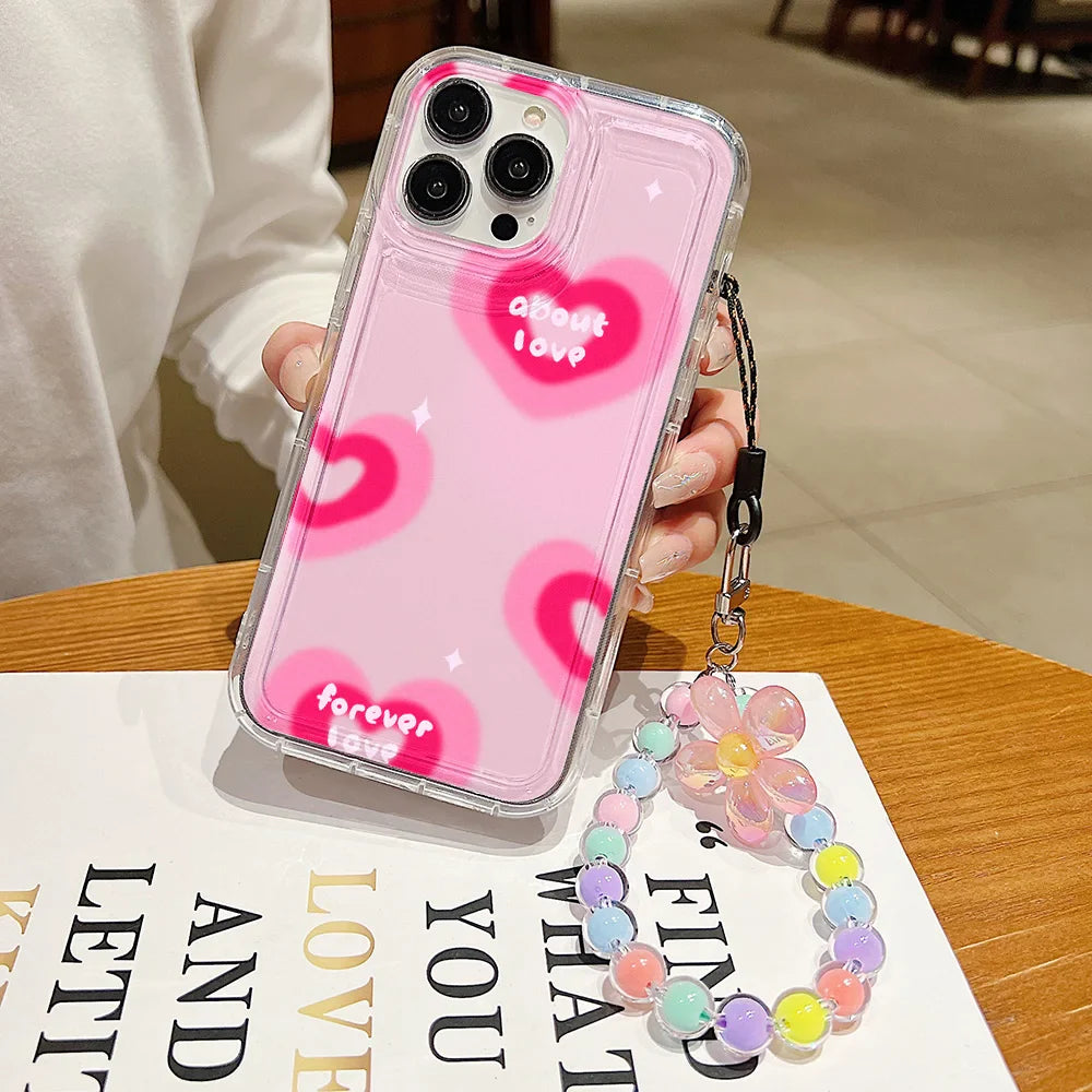 Flower Bracelet Wrist Chain Lanyard Clear Soft Phone Case