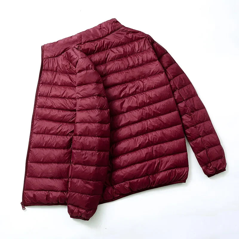 Lightweight Down Cotton Coat Men's Winter Cropped Jacket Stand Collar Hooded Outerwear