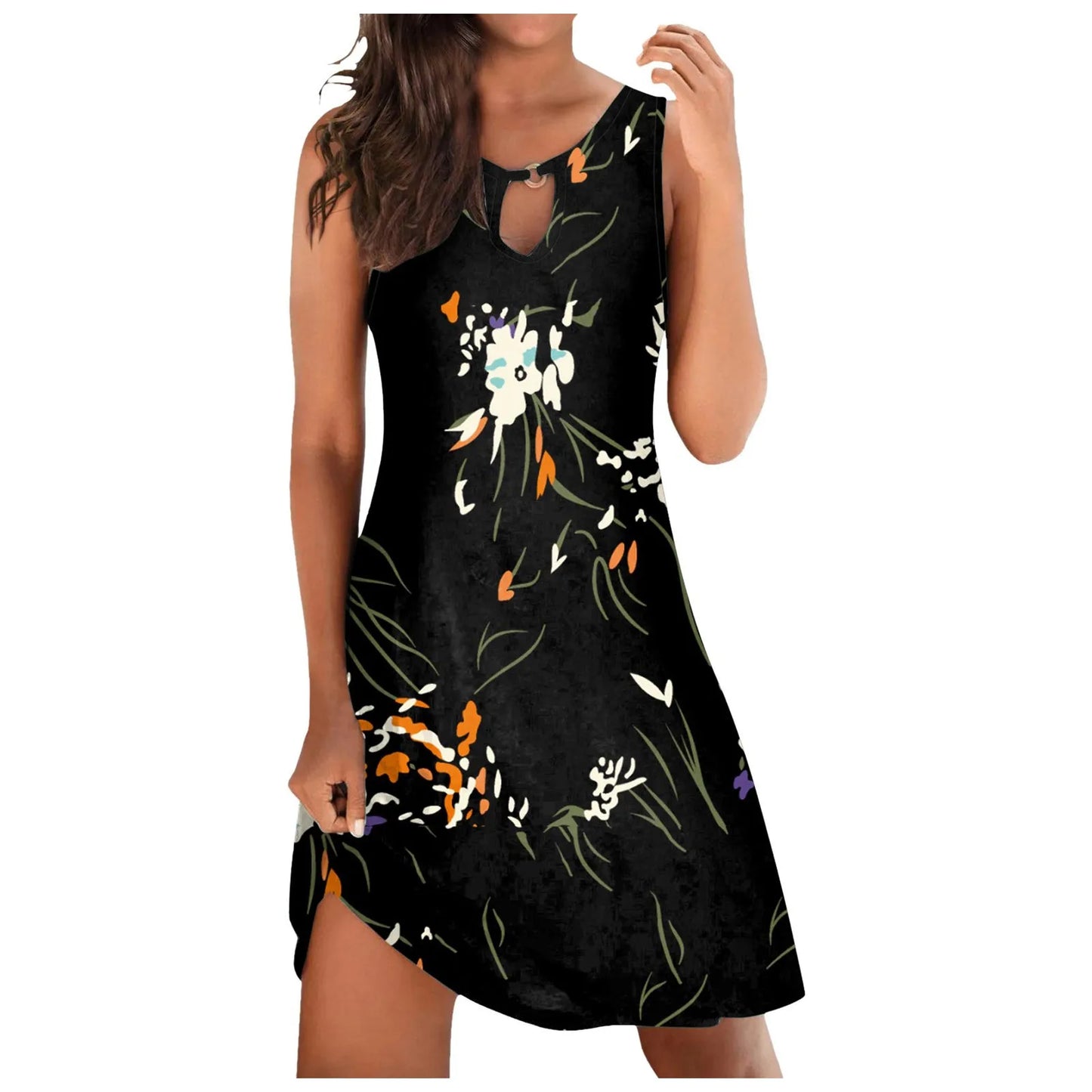 Women Plus Size Summer Beach Dress - Fashion Stripe Sleeveless Backless