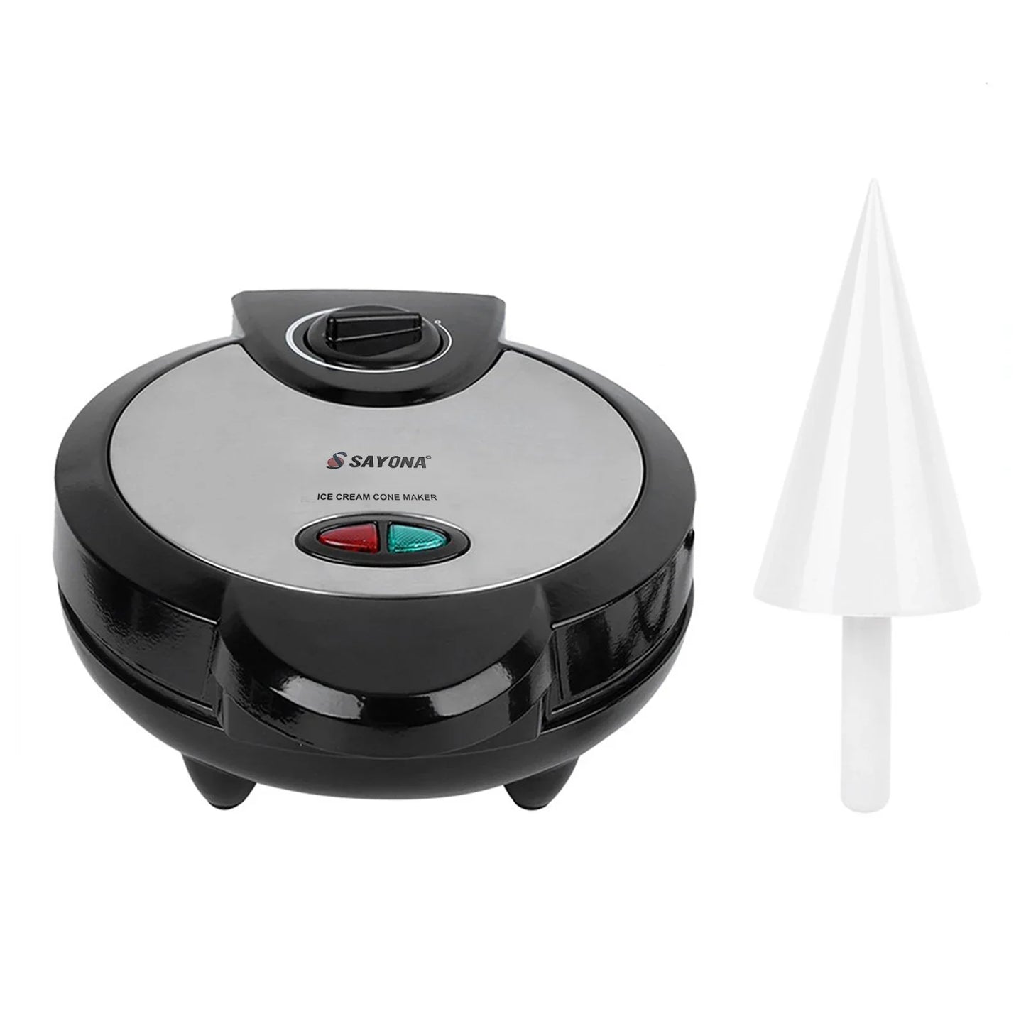 1200W Electric Ice Cream Cone Maker with Roller Waffle Cone and Bowl Maker Nonstick Waffle Baking Iron Machine Stainless Steel