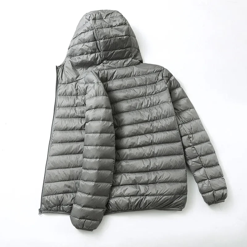 Lightweight Down Cotton Coat Men's Winter Cropped Jacket Stand Collar Hooded Outerwear