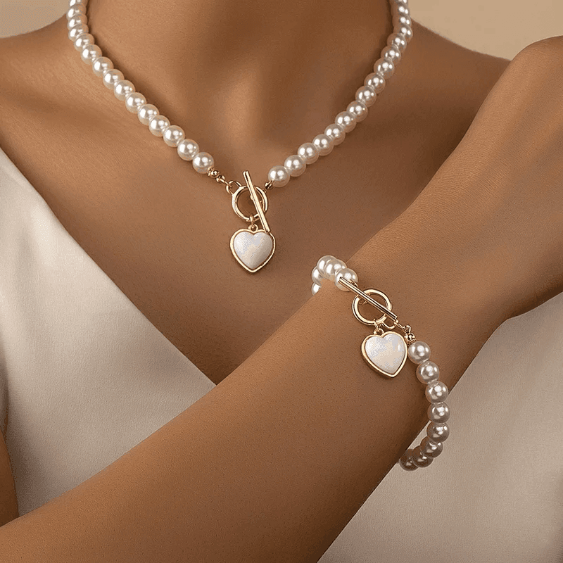 Elegant 2-Piece Pearl Jewelry Set – Necklace & Bracelet