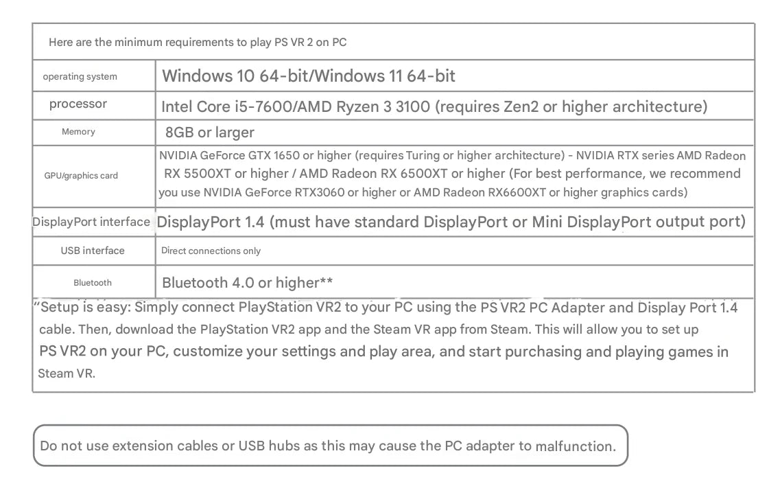 AOLION For PS5 VR2 PC Converter PS VR2 PC Adapter Kit PC Adapter