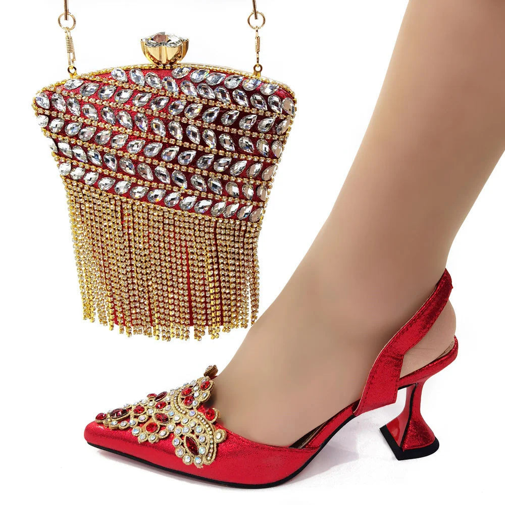 Italy beautiful Italian Shoes with Matching Bag Set HSW1-22