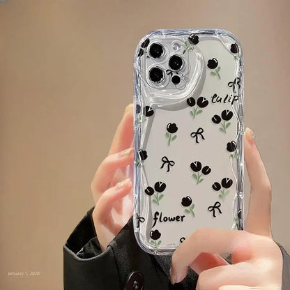 Daisy Flowers Clear Tulip 3D Wavy Curved Edge Phone Case