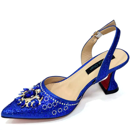 Women Shoes and Bag Set With Rhinestone Handbag