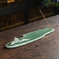 Celadon Green Ceramic Incense Stick Holder With Mountains