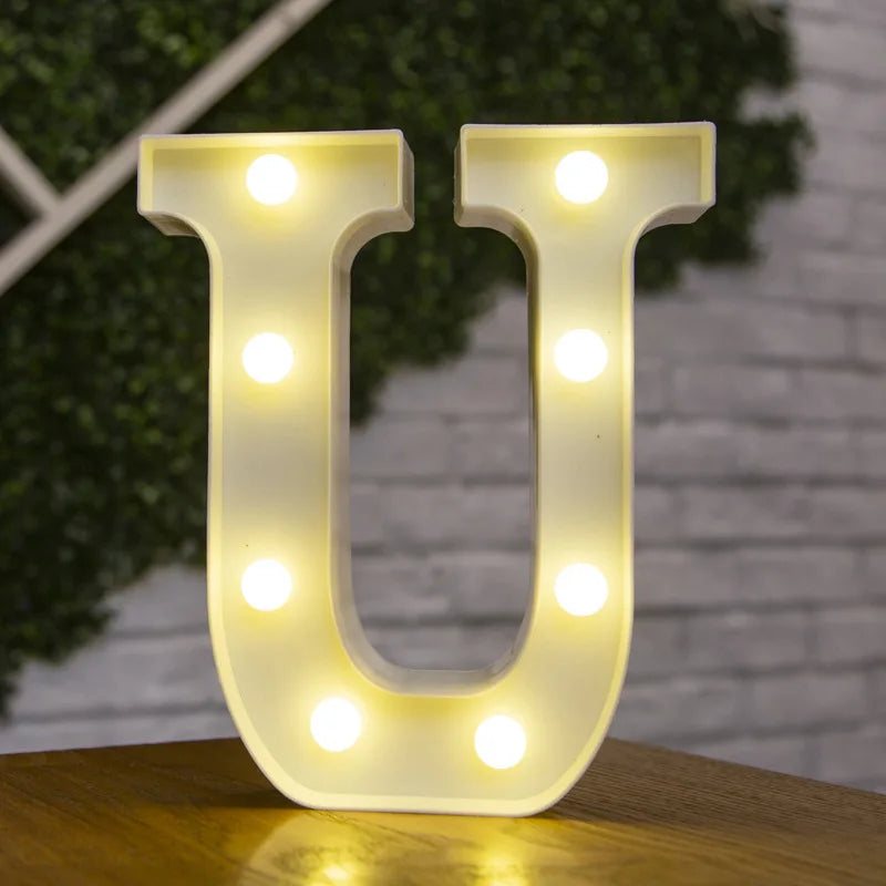 Decorative Letters Alphabet Letter LED Lights Luminous Number Lamp Night Light Wedding Proposal Party Baby Bedroom Decoration