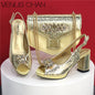 Open Toe Women Heels Shoes And Bag Set