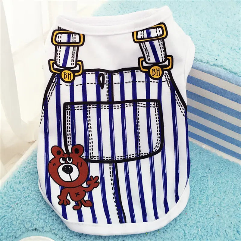 T-Shirt for Small Pet Supplies Cartoon Clothing Shirt Casual Puppy Dogs Soft Vests Summer Pet Dog Clothes