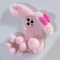 3D Pink Bow Long Ear Bunny Cartoon Cute Phone