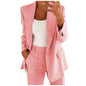Solid Women's Blazer Coat Notched Long Sleeve Cardigan Button Casual Jacket for Office Ladies