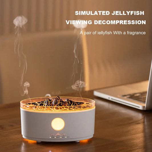 Volcano Aromatherapy Diffuser | Flame & Jellyfish Mist | 300ml