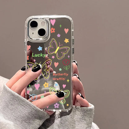 Cute Bow Luxury Plating Make Up Mirror Cover Phone Case