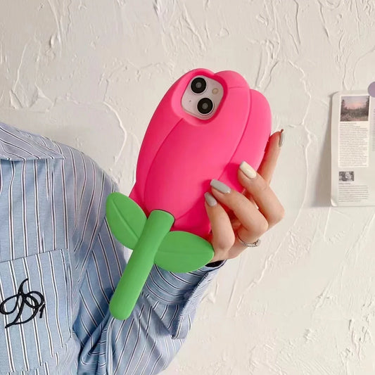 3D Cute Tulips Flower Soft Silicone Phone Case