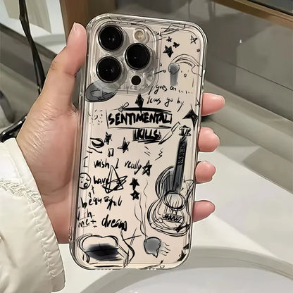 Black Guitar Music Cat Phone Case