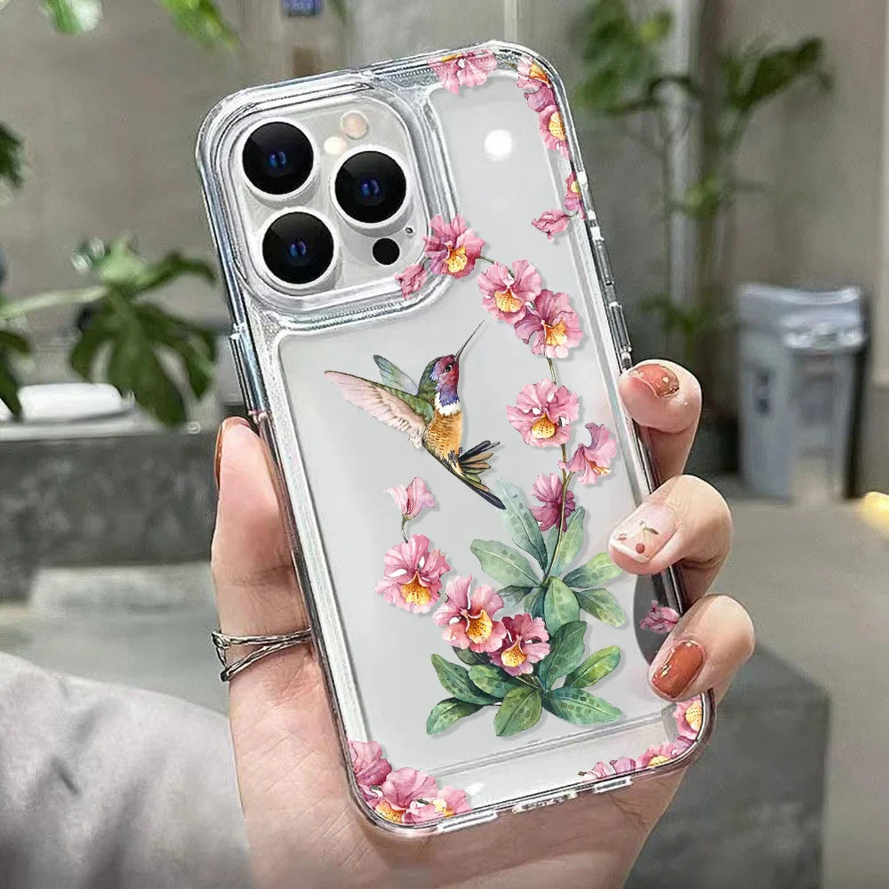 Flower Shockproof Soft Clear Cover For Girl Phone Case