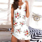Women Plus Size Summer Beach Dress - Fashion Stripe Sleeveless Backless