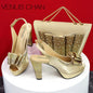Hot Peep Toe Square Heel Ladies Shoes Matching Bag Set