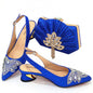 Women's Silver Mid Heels Frosted Crystal Shoes And Bag Set