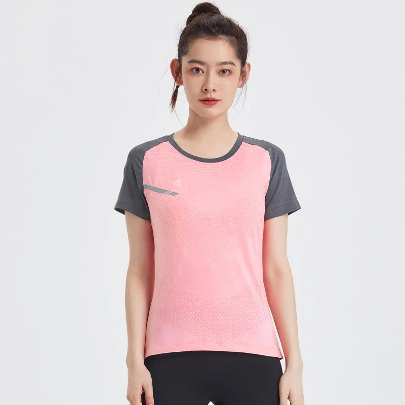 Fitness Women Shirts Quick Dry Yoga Sport T Shirt Gym Running Sportswear Tops Short Sleeve Training Blouses Jersey Jogging Tee
