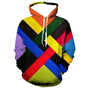 Men's Color Block Stitching Hooded Sweatshirt Geometric Print Spring And Autumn Loose Casual Polyester Fabric Top