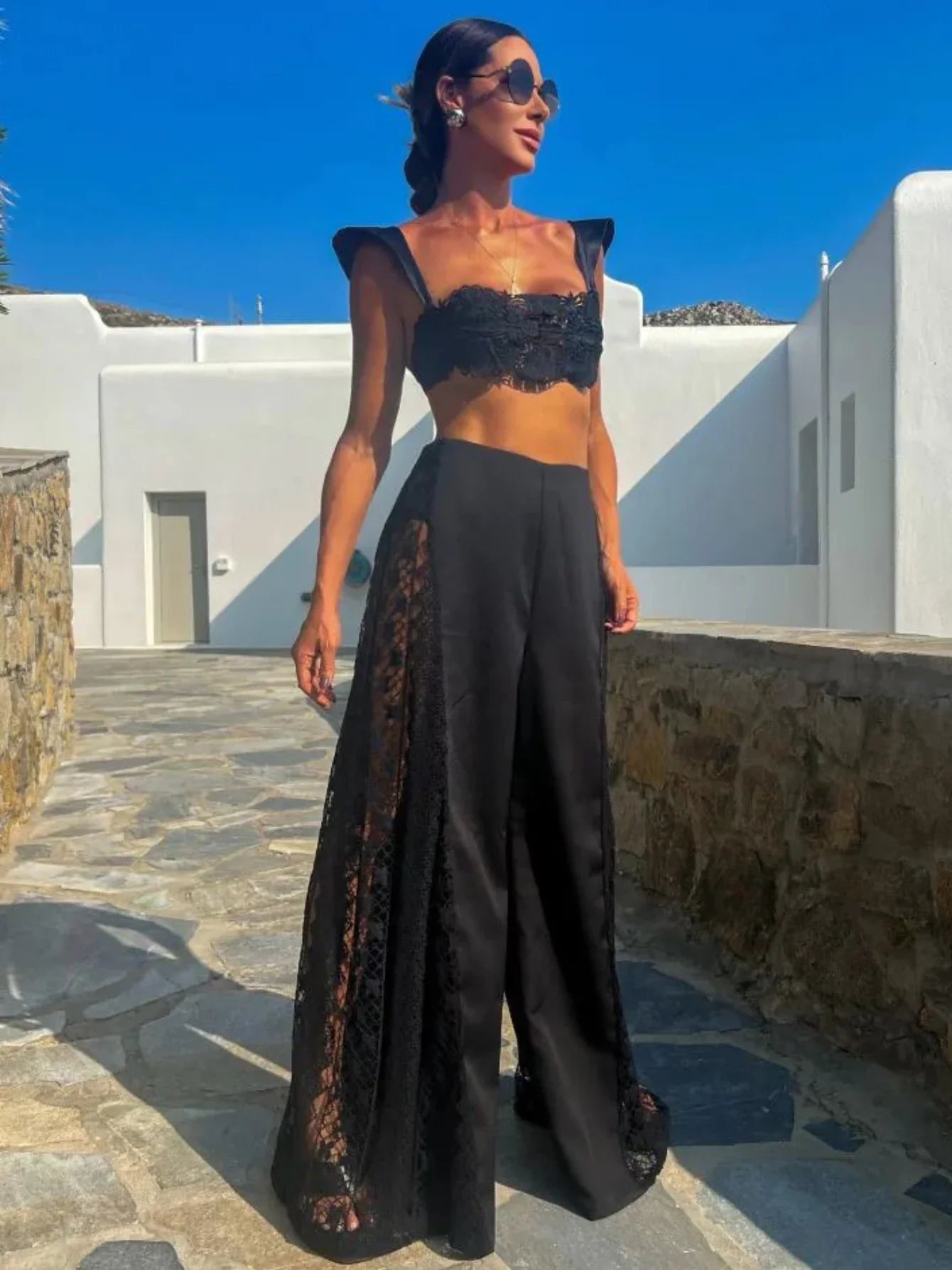 Halle Black Lace Three Piece swimsuit