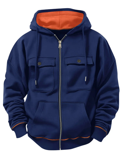 2025 Zipper Hoodies Autumn Winter Men's New Long Sleeve Hooded Sweatshirt Fashion Casual Male Outfit Sportwear Loose Fit Clothes