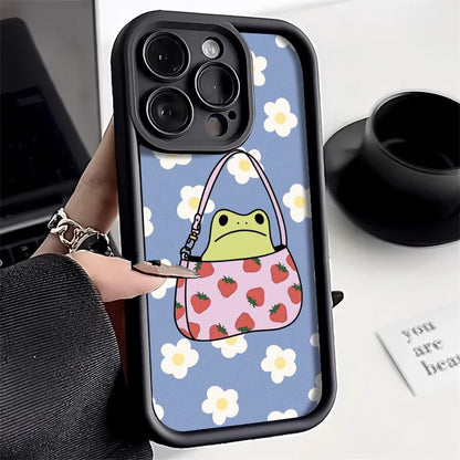 Cute Flower Cartoon Frog Strawberry Cover Phone Case