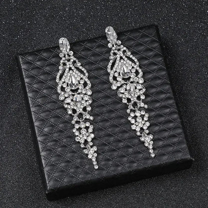 Trend Crystal Drop Earrings – Elegant Long Dangle For Bridal | Femstylo