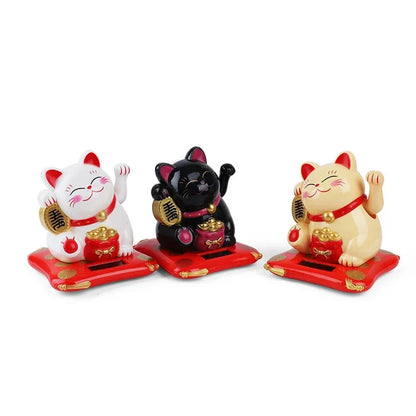 2.5 Japanese Solar Wave Hand Lucky Cat, Car Decorations, New Year Decorations  Hand Crafts Figurines And Miniatures 1pc Plastic