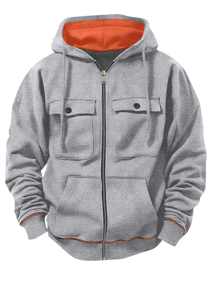 2025 Zipper Hoodies Autumn Winter Men's New Long Sleeve Hooded Sweatshirt Fashion Casual Male Outfit Sportwear Loose Fit Clothes