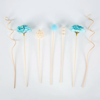 Lychee Life 7Pcs Blue Multi Petal Flower Aromatherapy Rattan Essential Oil Diffuser Home Rose Stick Perfume Reed Air Diffuser