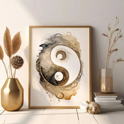 Buddha Wall Art - Yin Yang Tree Poster Canvas Painting
