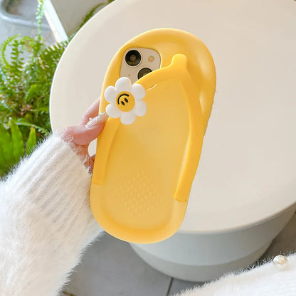Funny 3D Flower Flip-flops Soft Silicone Phone Case