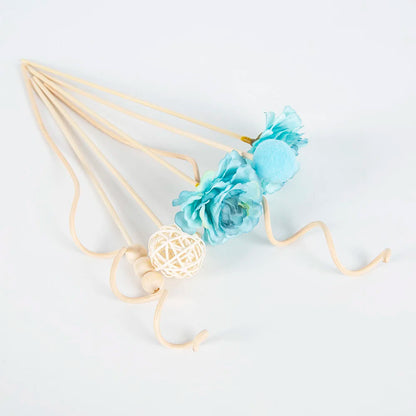 Lychee Life 7Pcs Blue Multi Petal Flower Aromatherapy Rattan Essential Oil Diffuser Home Rose Stick Perfume Reed Air Diffuser