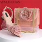 Elegant Lady Shoes And Bag Set with Rhinestone Pearls-knot