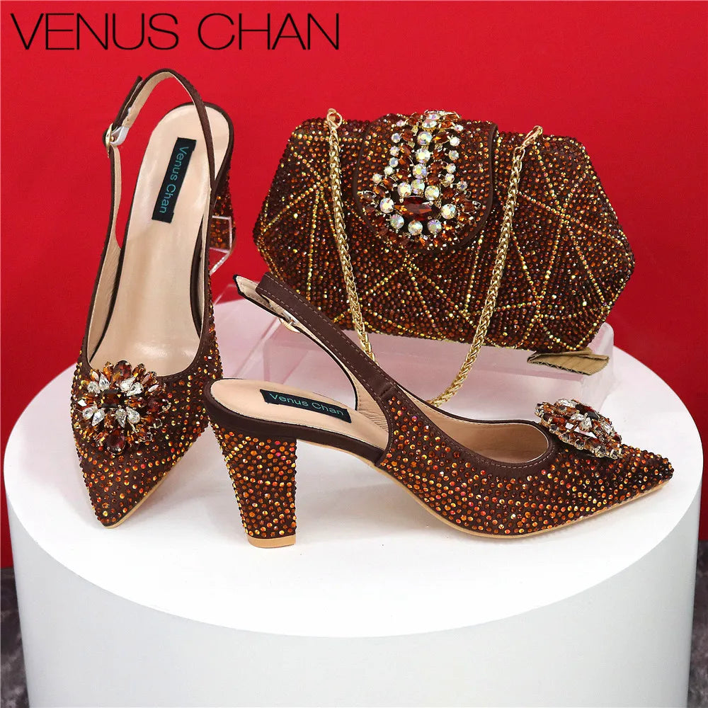 Italian Shoes and Bags Matching Set Decorated