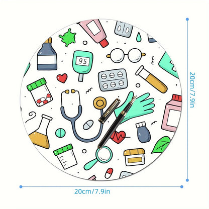 Round Nurses Doctors Office Rug Non-Slip Rubber Mouse Pad Gamers Desk Mat Mousepad Mouse Mat Playmat Set Up Desk Organizer