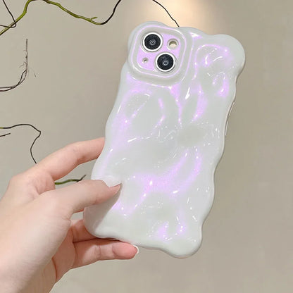 Japan Korea 3D Meteorite Pearl Cream White Soft IMD Phone Case