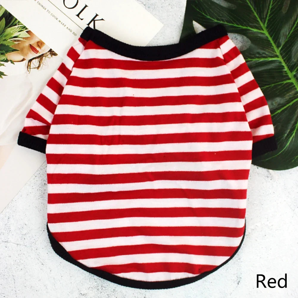 Stripe Spring Dog T-shirt Soft Small Medium Dog Puppy Clothing Shirt Vest Printed Pet Dog Puppy Vest T-shirt Dog Cloth