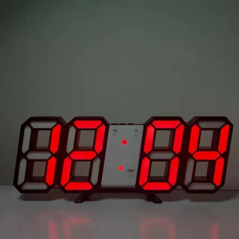 LED Digital Wall Clock - Modern Alarm Clock for Bedroom & Living Room