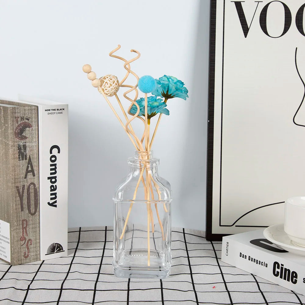 Lychee Life 7Pcs Blue Multi Petal Flower Aromatherapy Rattan Essential Oil Diffuser Home Rose Stick Perfume Reed Air Diffuser