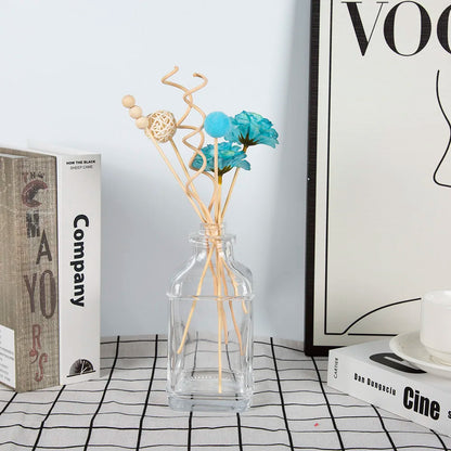 Lychee Life 7Pcs Blue Multi Petal Flower Aromatherapy Rattan Essential Oil Diffuser Home Rose Stick Perfume Reed Air Diffuser