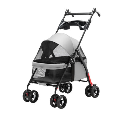Foldable Pet Stroller for Small Dogs - Lightweight Travel Carrier with Dining Tray