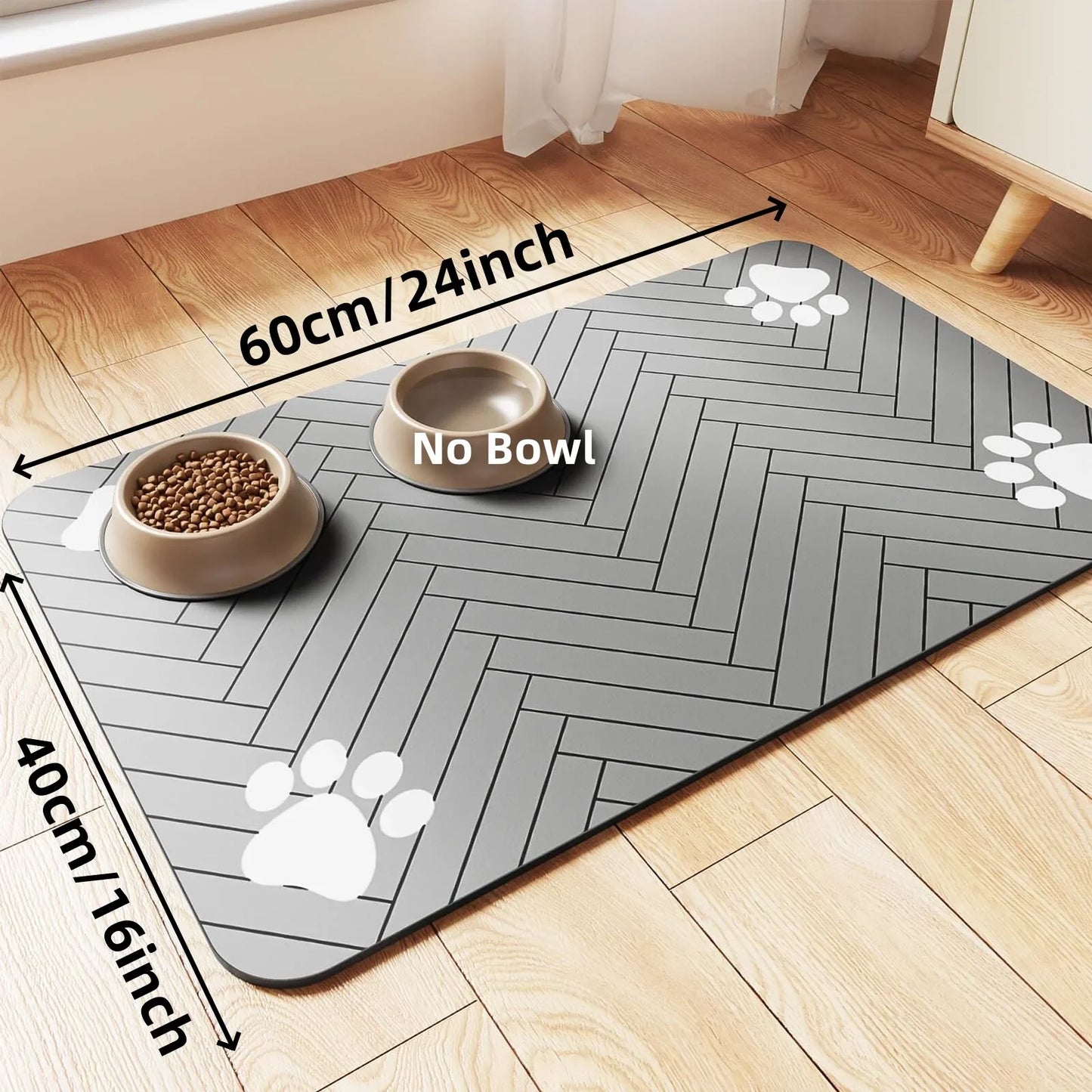 Pet Feeding Mat-Absorbent Pet Placemat for Food and Water Bowl