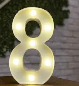 Decorative Letters Alphabet Letter LED Lights Luminous Number Lamp Night Light Wedding Proposal Party Baby Bedroom Decoration