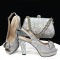 Peep Toe Women's Shoes with Matching Bag Set