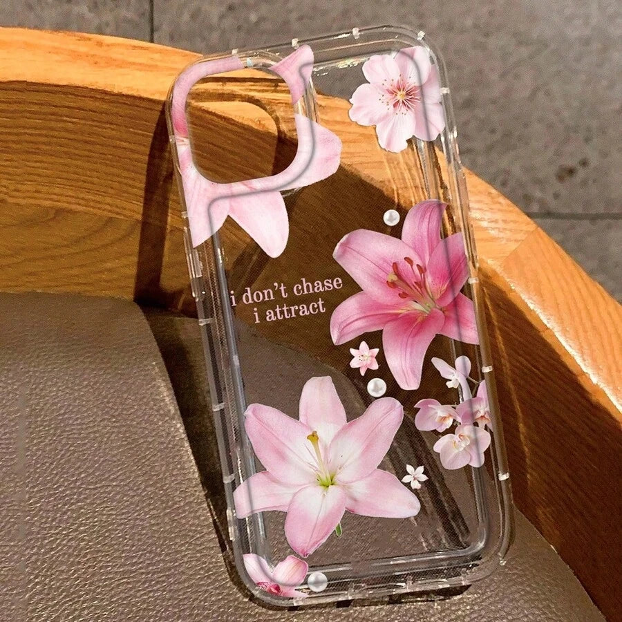 Vibrant Flower Lily Print Clear Cover Soft Phone Case